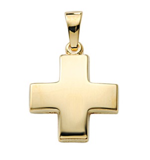 13 mm Griechisches Gold Kreuz Anhänger